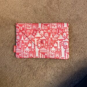 Ipsy Pink and White Cityscape Pouch